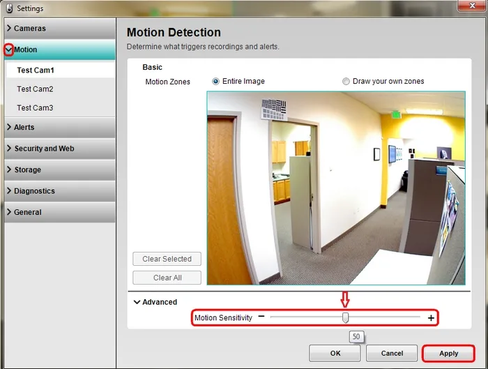 Adjusting Motion Sensitivity Levels