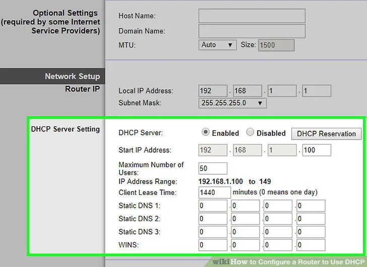 Router Settings Firewall DHCP